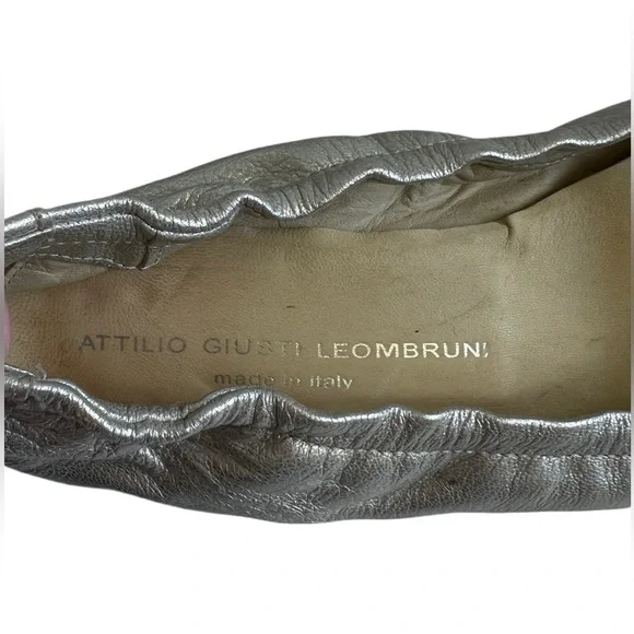 ATTILIO GIUSTI LEOMBRUNI AGL silver genuine leather ballet flat 41 11 - Picture 3 of 10